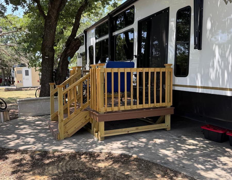 Portable RV deck built on beams